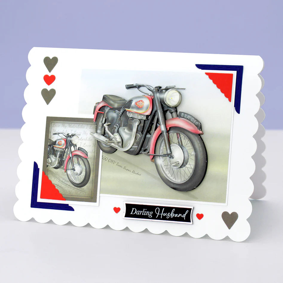 Katy Sue - Die Cut 3D decoupage - BSA Twin Super Rocker Motorbike