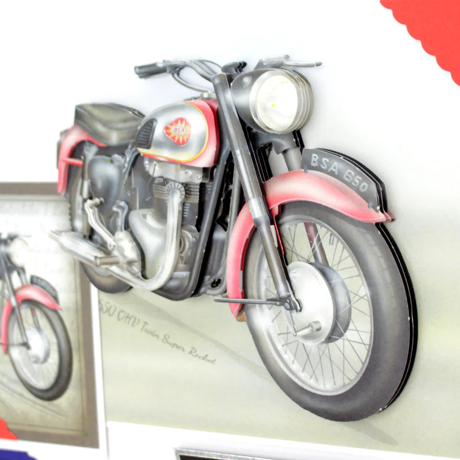Katy Sue - Die Cut 3D decoupage - BSA Twin Super Rocker Motorbike