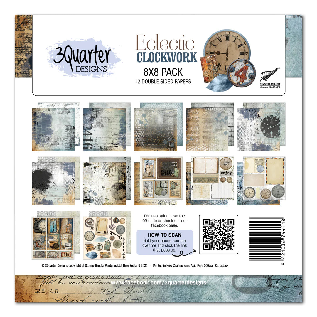 3 Quarter Designs - Eclectic Clockwork 8x8 Pack