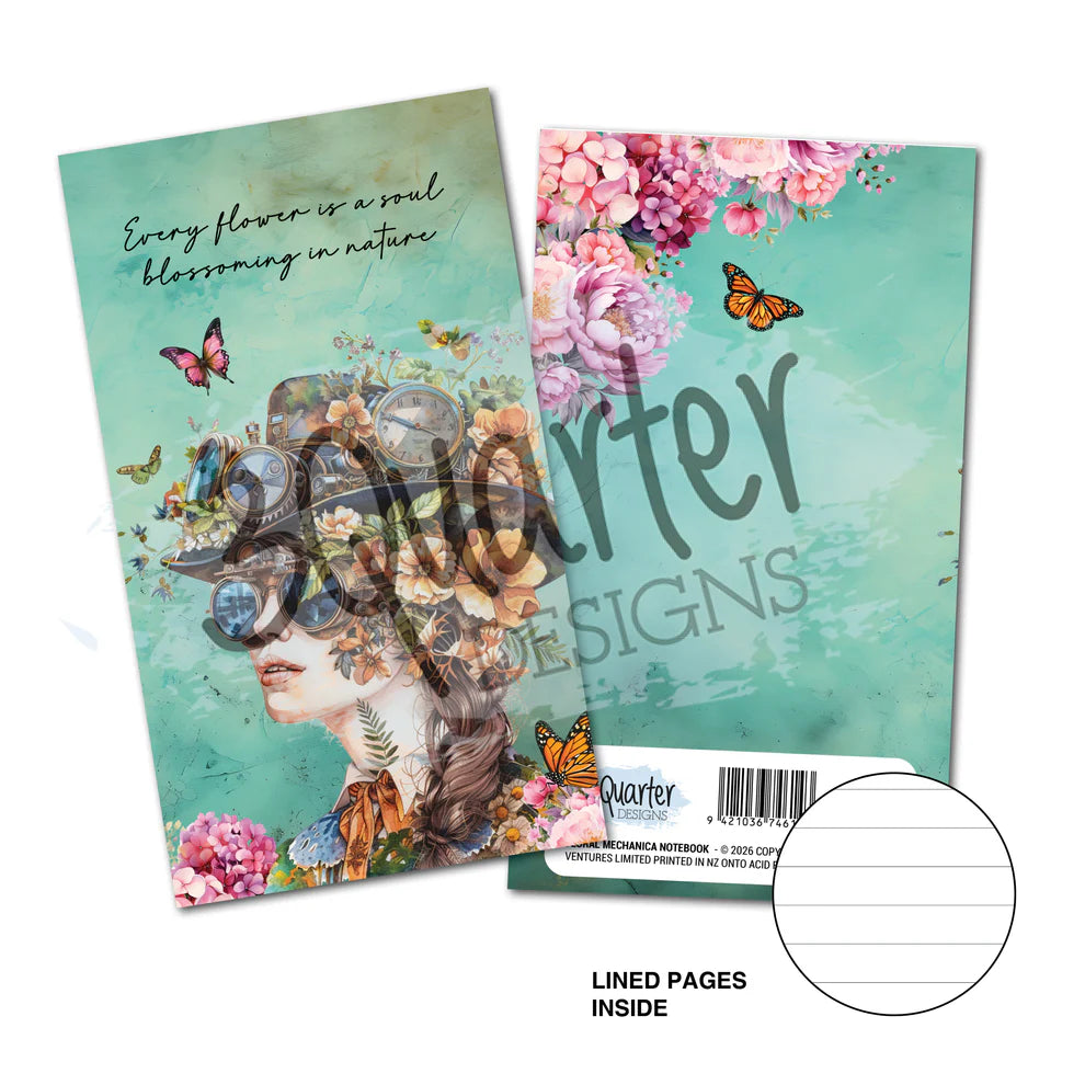 3 Quarter Designs - Mini Notebook - Floral Mechanical