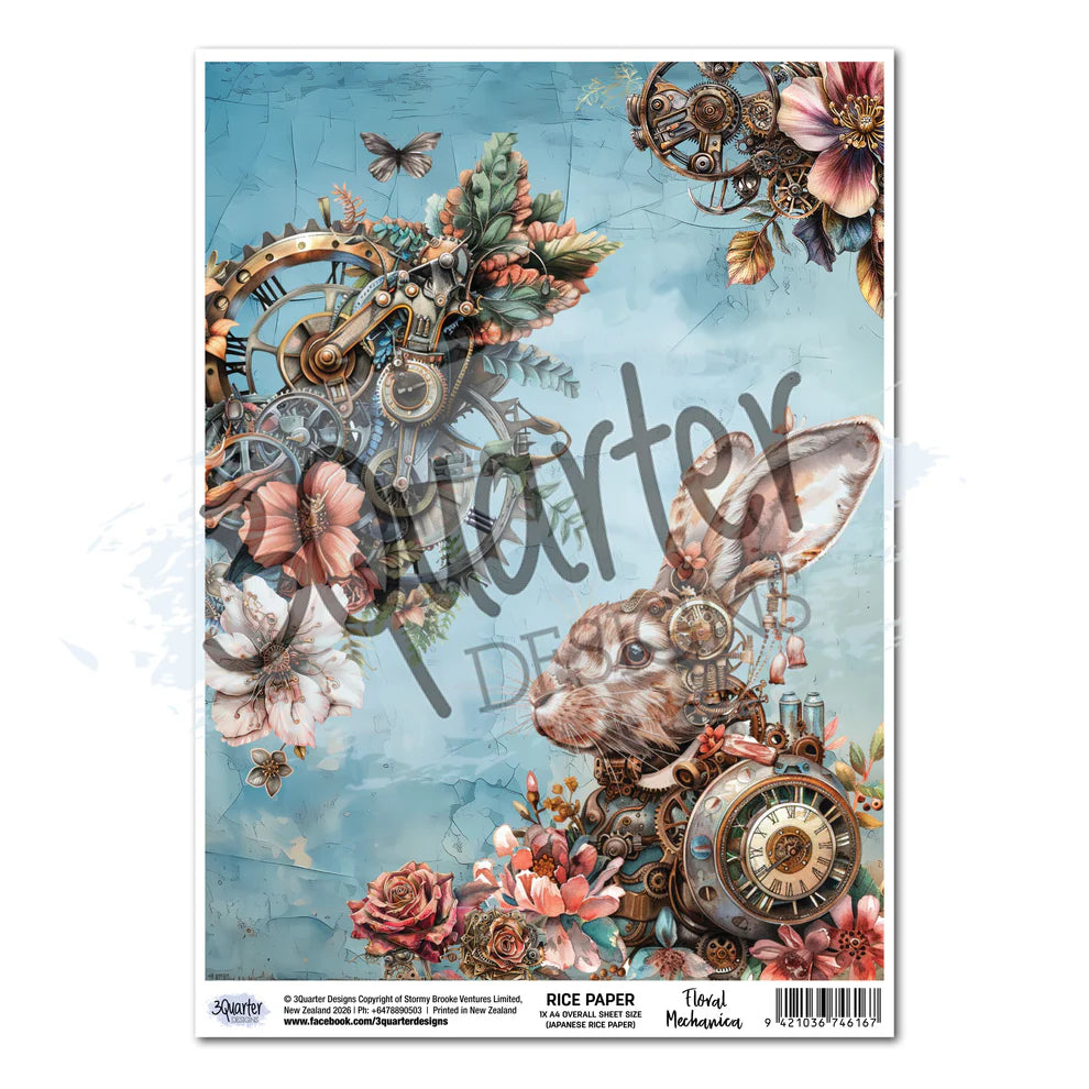 3 Quarter Designs - Rice Paper  - Floral Mechanica