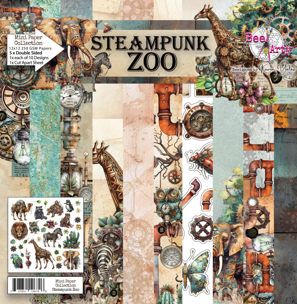 Bee Arty - Steampunk Zoo - Mini collection Paper Pack 12"x12"