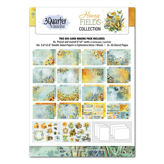 3 Quarter Designs - Honey Fields Collection 6x4 Card Pack