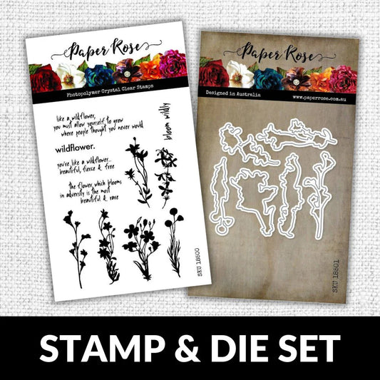 Paper Rose -  Clear Stamp Set - Wildflowers with Coordinating Dies