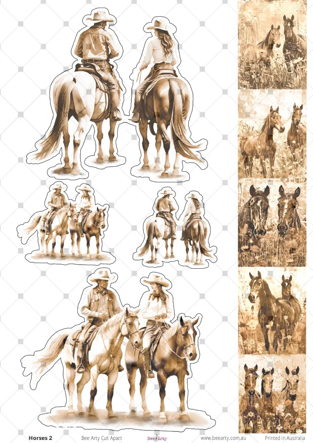 Bee Arty - A4 Cut Out Sheets - Horses 2