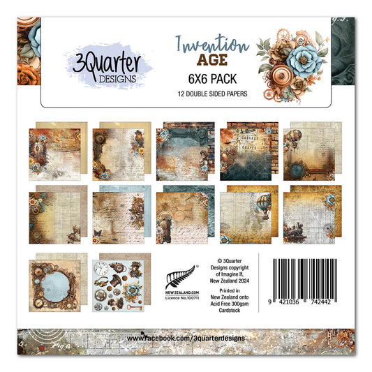 3 Quarter Designs -Invention Age 6x6 Pack Papers