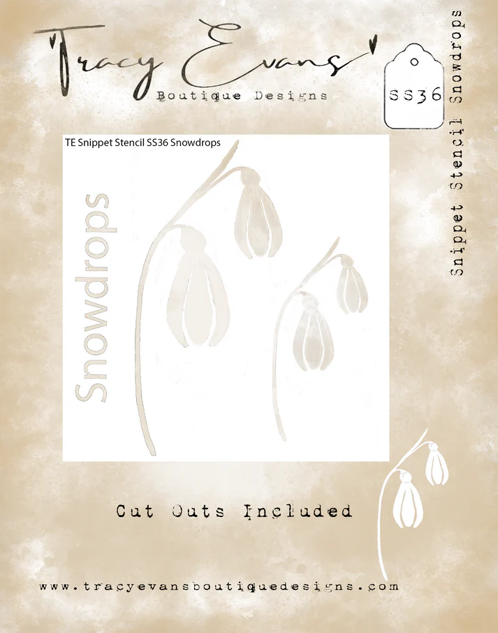 Tracy Evans Boutique Designs - Snippet Stencils - Snowdrops SS36