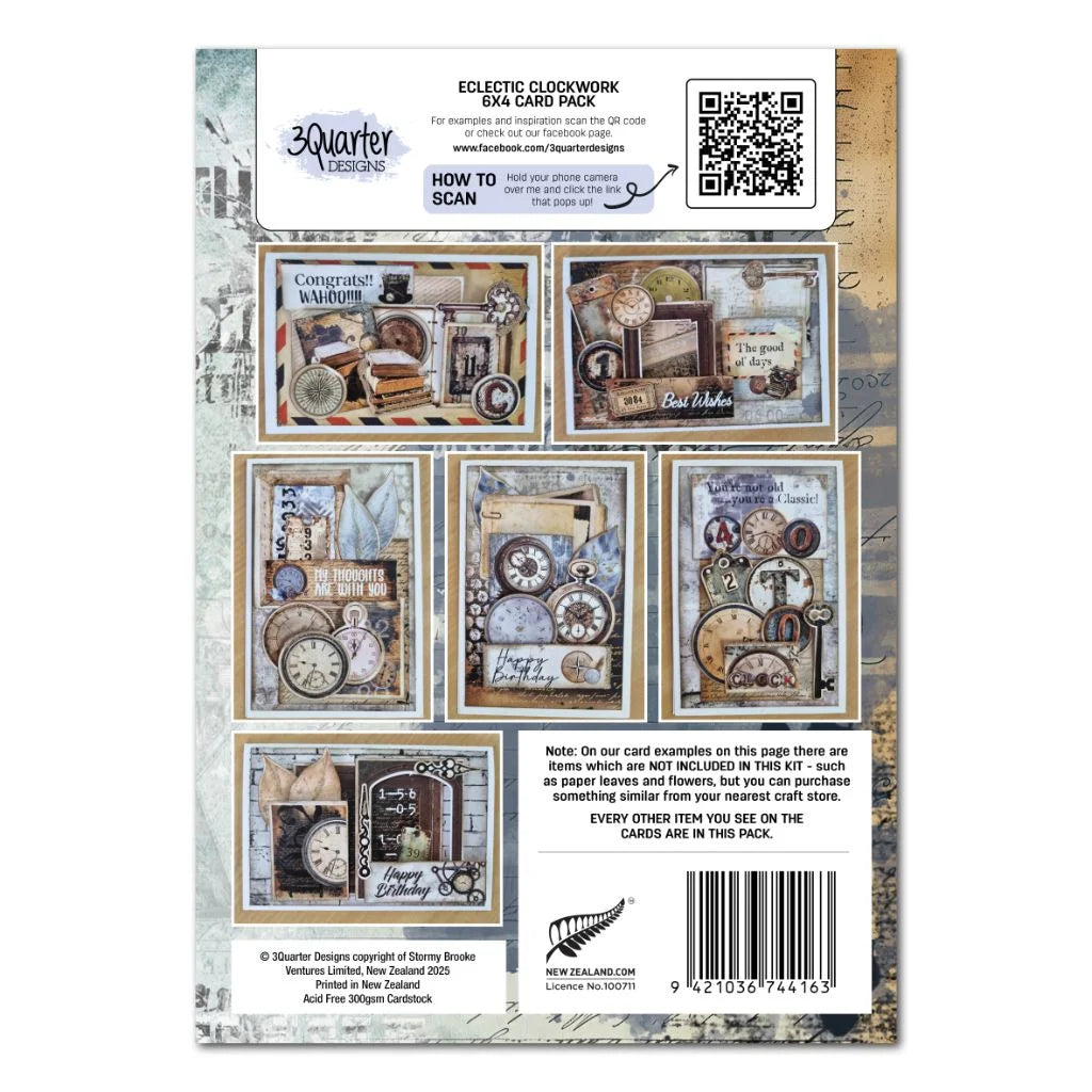 3 Quarter Designs - Eclectic Clockwork 6x4 Card Pack