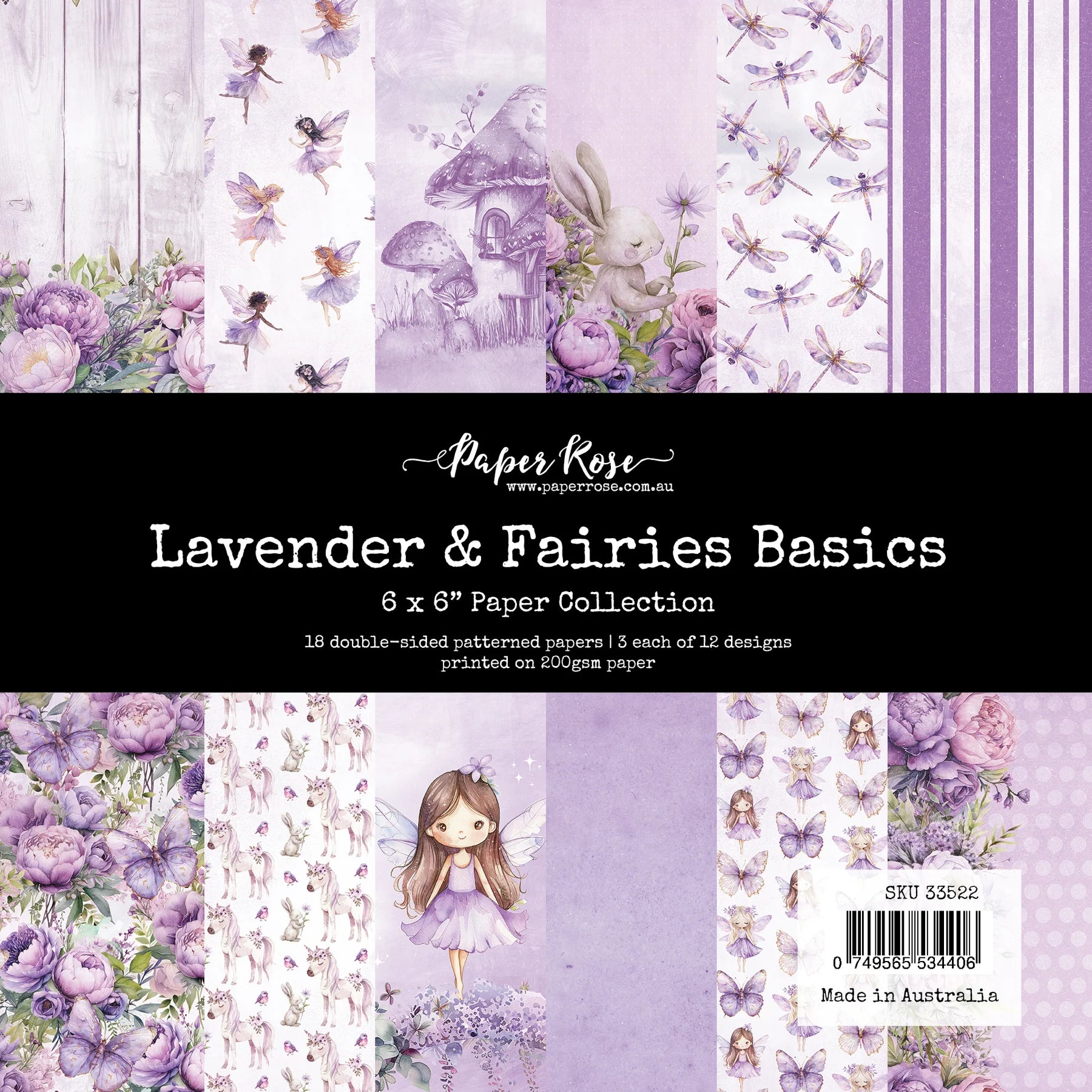Paper Rose - Lavender & Fairies basic 6x6 Paper Collection