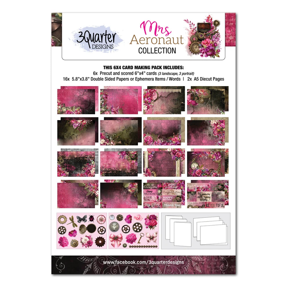 3 Quarter Designs - Mrs Aeronaut Collection 6x4 Card Pack