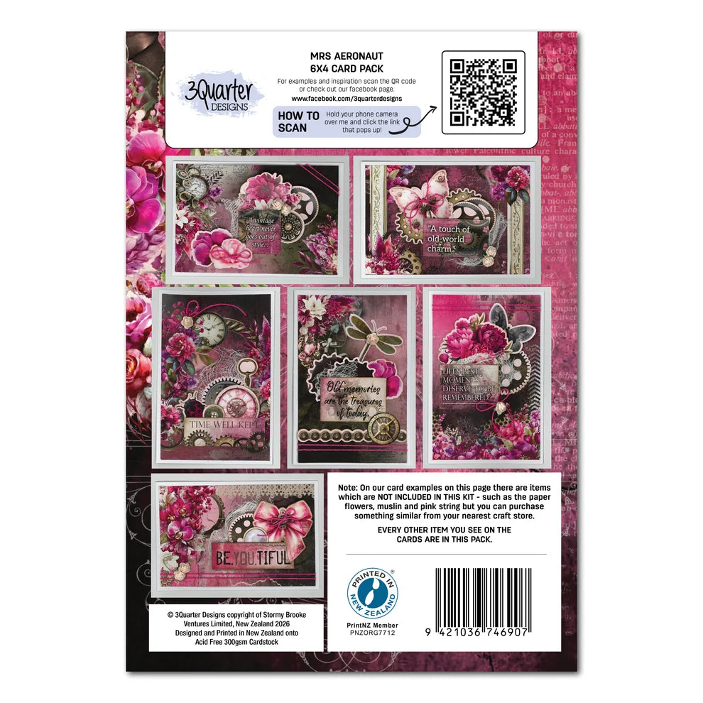 3 Quarter Designs - Mrs Aeronaut Collection 6x4 Card Pack