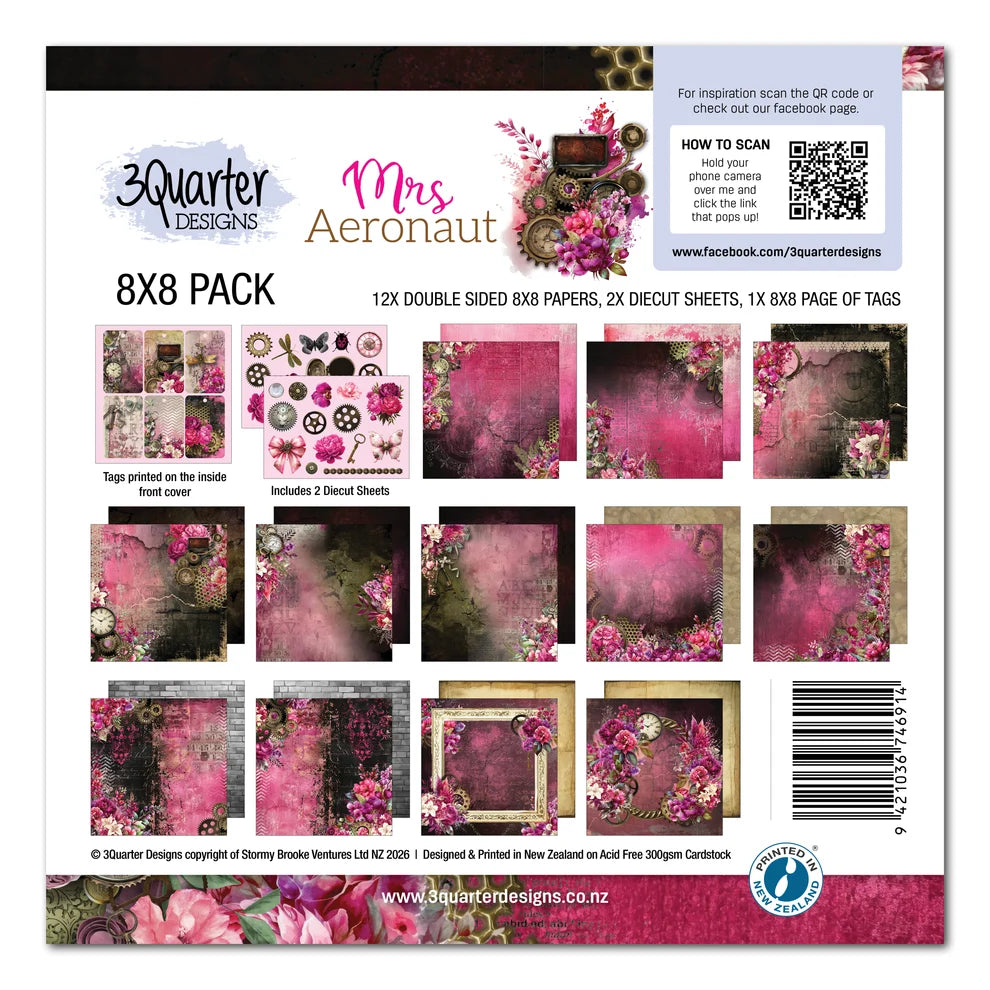 3 Quarter Designs - Mrs Aeronaut Collection 8x8 Pack