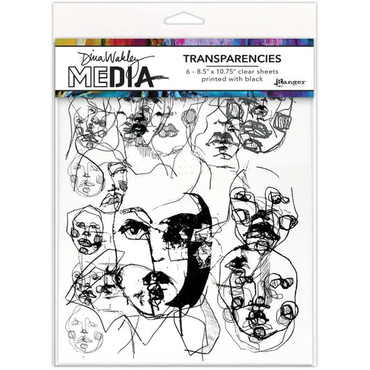 Dina Wakley Media Transparencies 8.5"x 10.75" &nbsp;- Abstract Portraits Set 1
