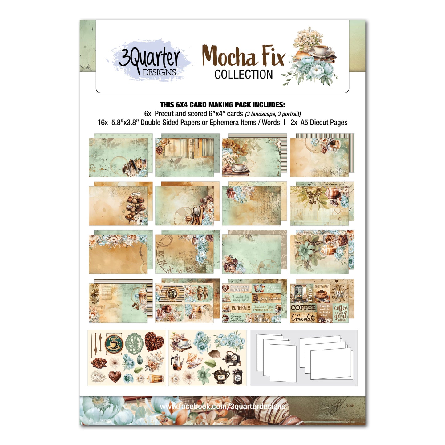 3 Quarter Designs - Mocha Fix 6x4 Card Pack