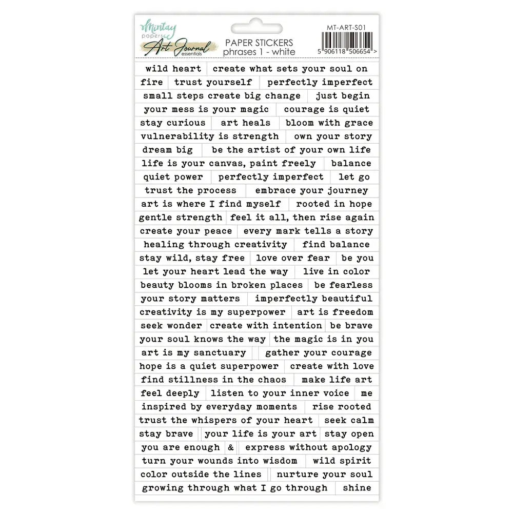 Mintay -Art Journal Paper Stickers - Phrases 1 - White