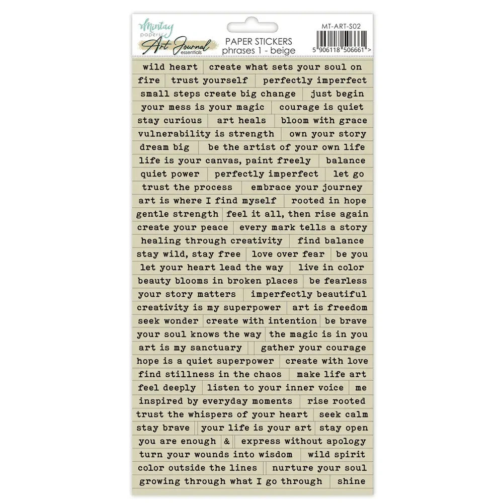 Mintay -Art Journal Paper Stickers - Phrases 1 - Beige