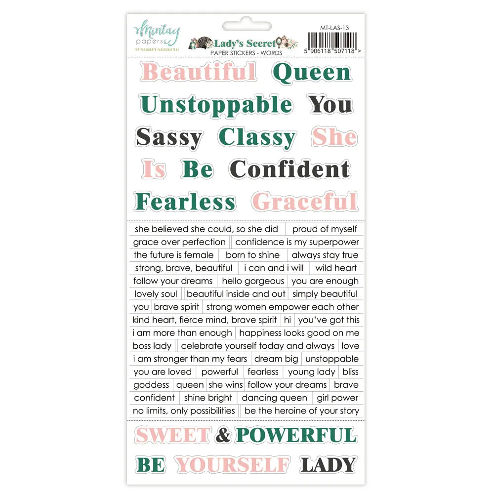 Mintay - Paper Stickers - Words -  Lady's Secrets