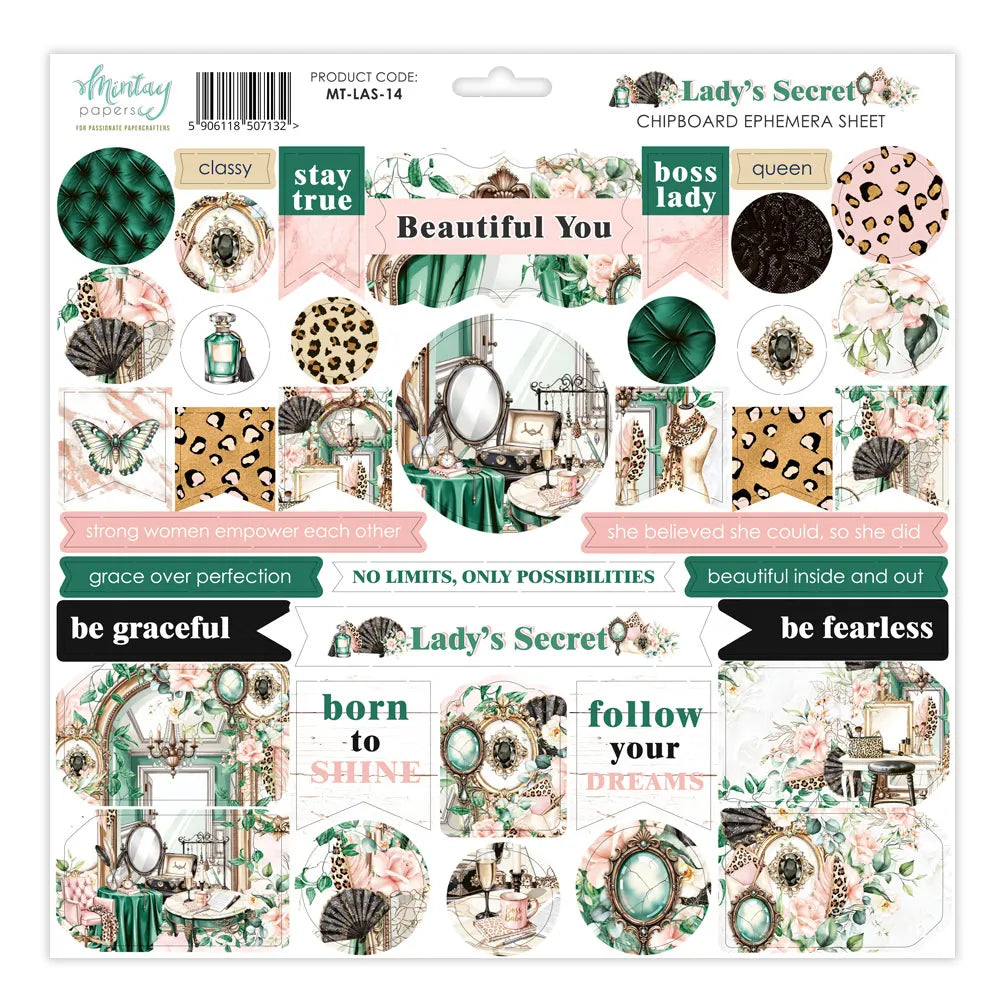 Mintay - Chipboard Ephemera Sheet - Lady's Secret