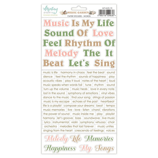Mintay - Paper Stickers - Words -Music Garden