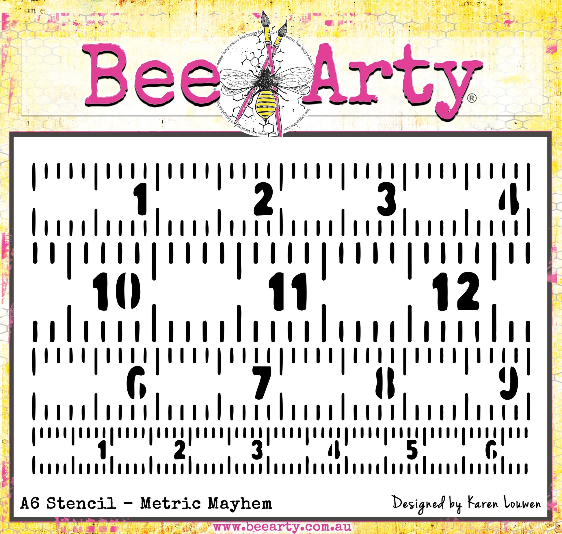 Bee Arty Stencil A6- Metric Mayhem