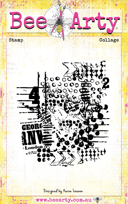 Bee Arty  -Collage Acrylic Stamp -Measured Moments