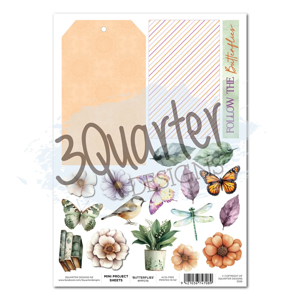 3 Quarter Designs -  Mini Project Sheet - Butterfly Grove