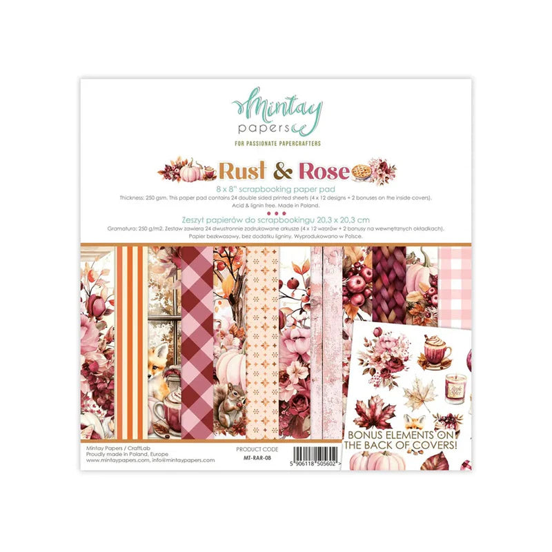 Mintay Papers - Rust & Roses 8x8 Scrapbooking Paper