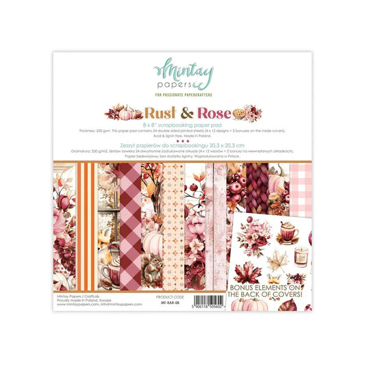 Mintay Papers - Rust & Roses 8x8 Scrapbooking Paper
