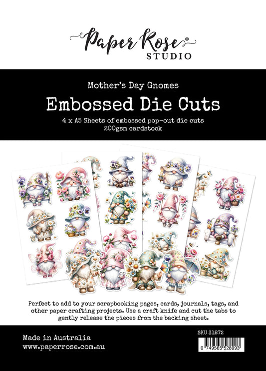 Paper Rose Embossed Die Cuts - Mothers Day Gnomes