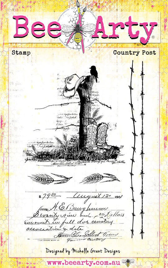Bee Arty  -Country Outback Acrylic Stamp - Country Post