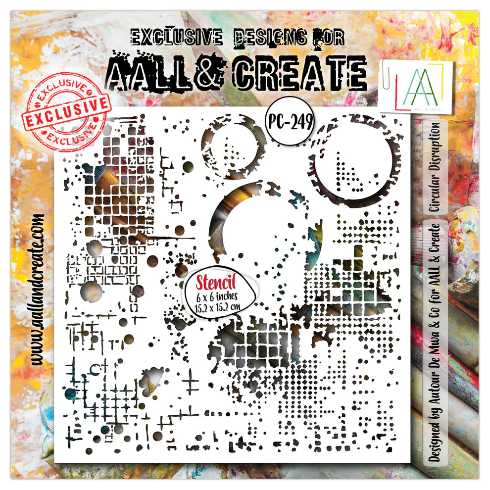 AALL & CREATE - 6X6  Stencil  - Circular Disruption # 249