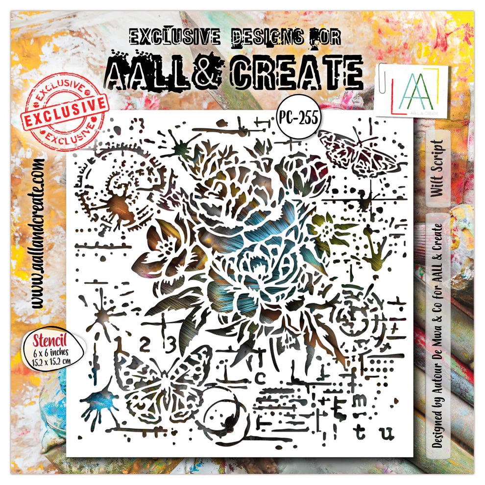 AALL & CREATE - 6X6  Stencil  - Wilt Script PC-255