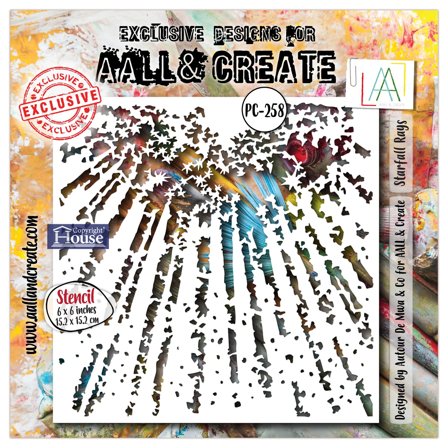 AALL & CREATE - 6X6  Stencil  - Starfall Rays #PC-258