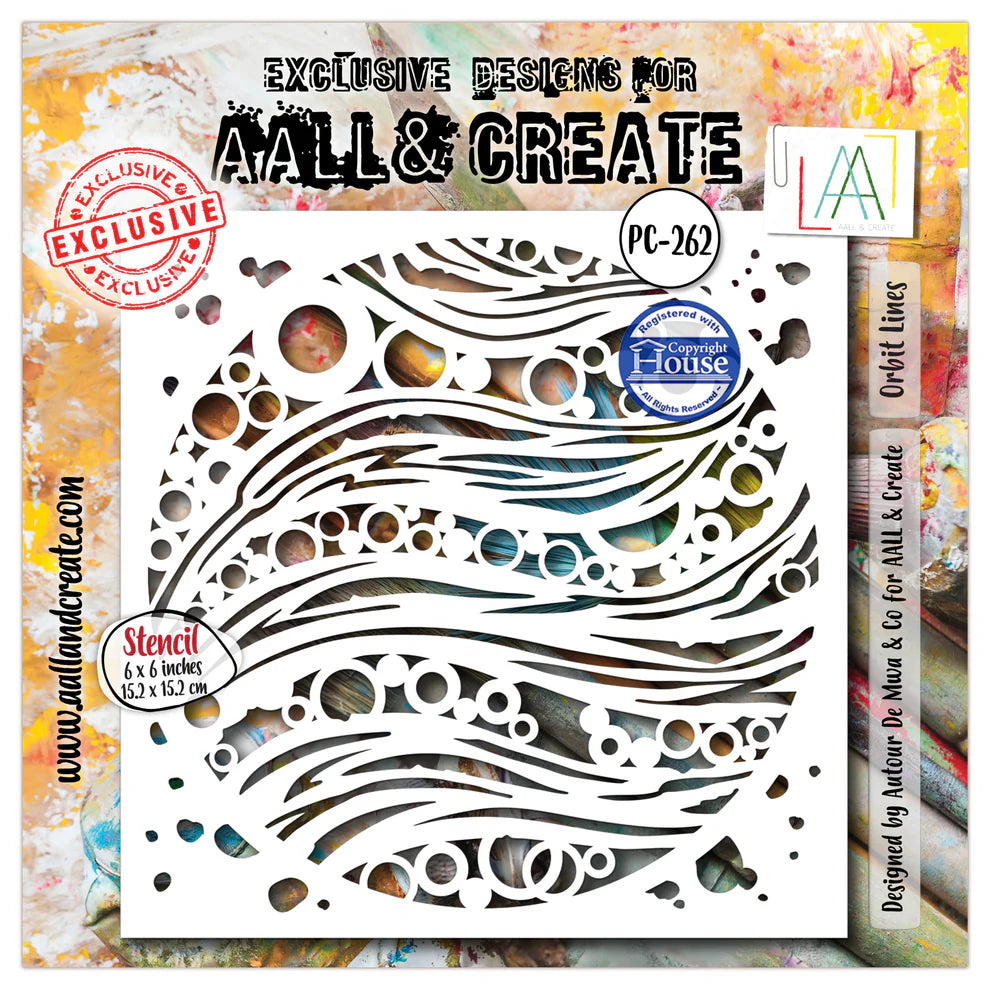 AALL & CREATE - 6X6  Stencil  - Orbit Lines #PC-262