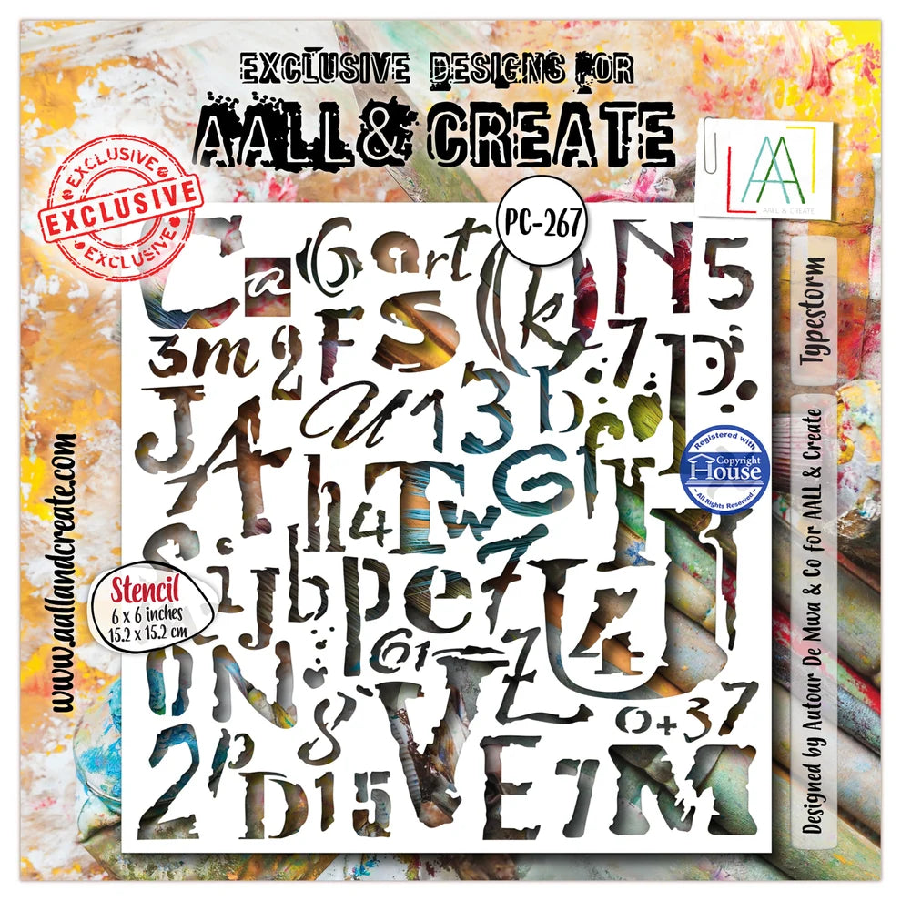AALL & CREATE - 6X6  Stencil  - Typestorm   #PC-267