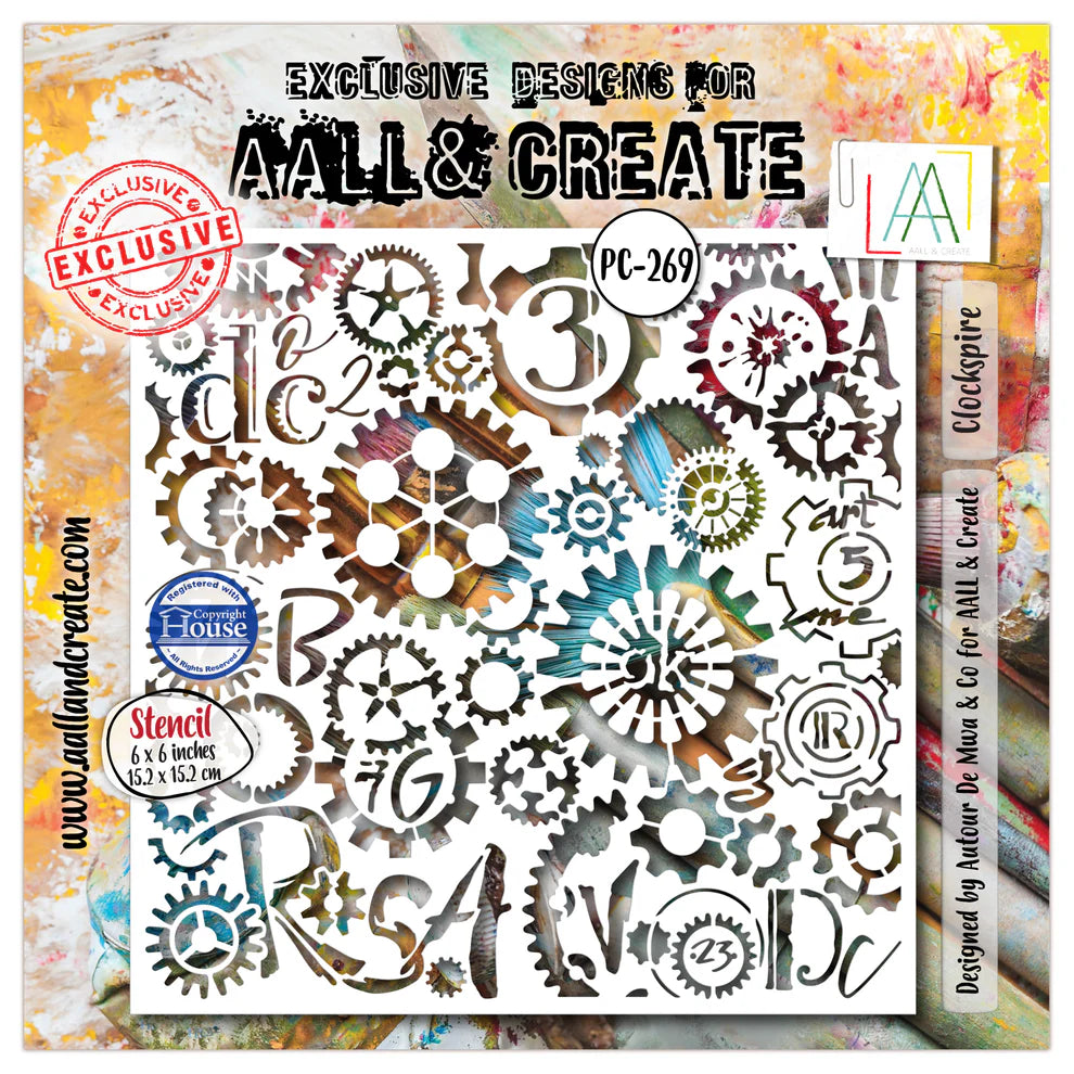 AALL & CREATE - 6X6  Stencil  -Clockspire  #PC-269
