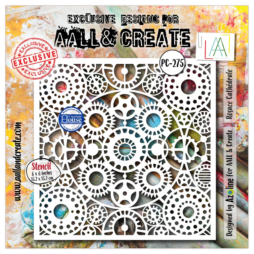 AALL & CREATE - 6X6  Stencil  - Rosace Cathedrale #PC-275