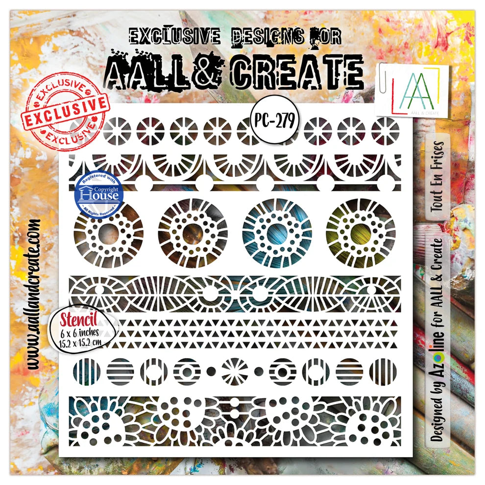 AALL & CREATE - 6X6  Stencil  - Tout En Frises #PC-279