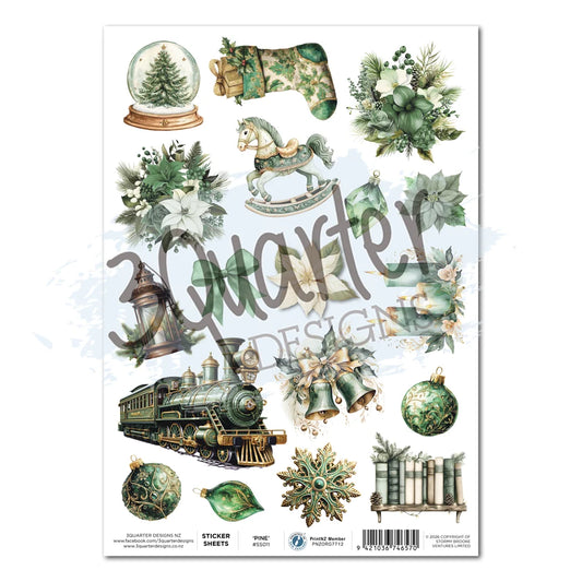 3 Quarter Designs -  Sticker Sheet  - Pine Festivities