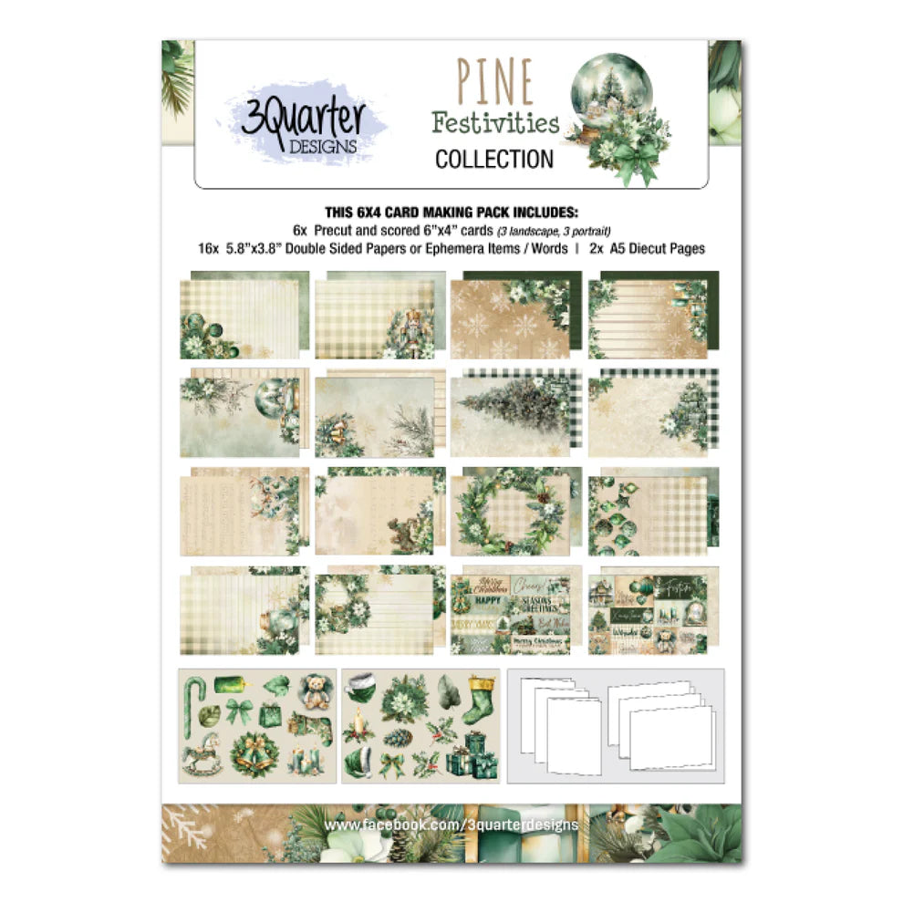 3 Quarter Designs - Pine Festivities Collection 6x4 Card Pack