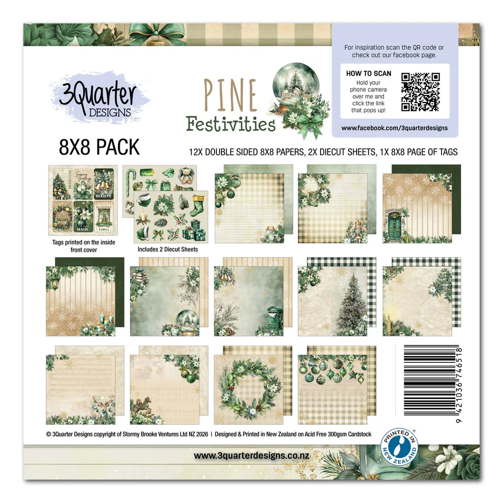 3 Quarter Designs - Pine Festivities Collection 8x8 Pack