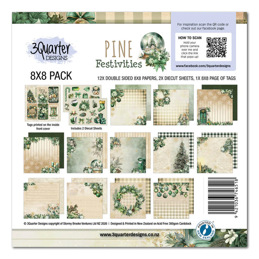 3 Quarter Designs - Pine Festivities Collection 8x8 Pack