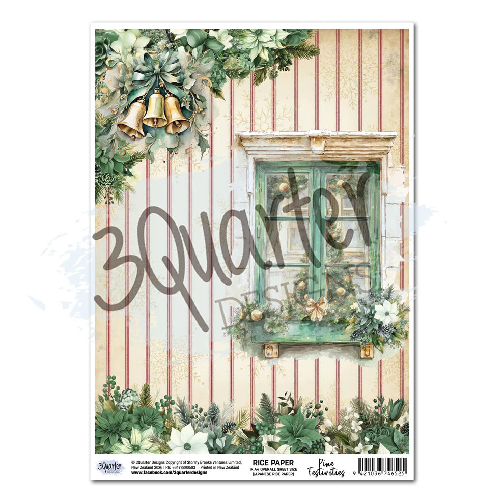 3 Quarter Designs - Rice Paper  - Pine Festivities