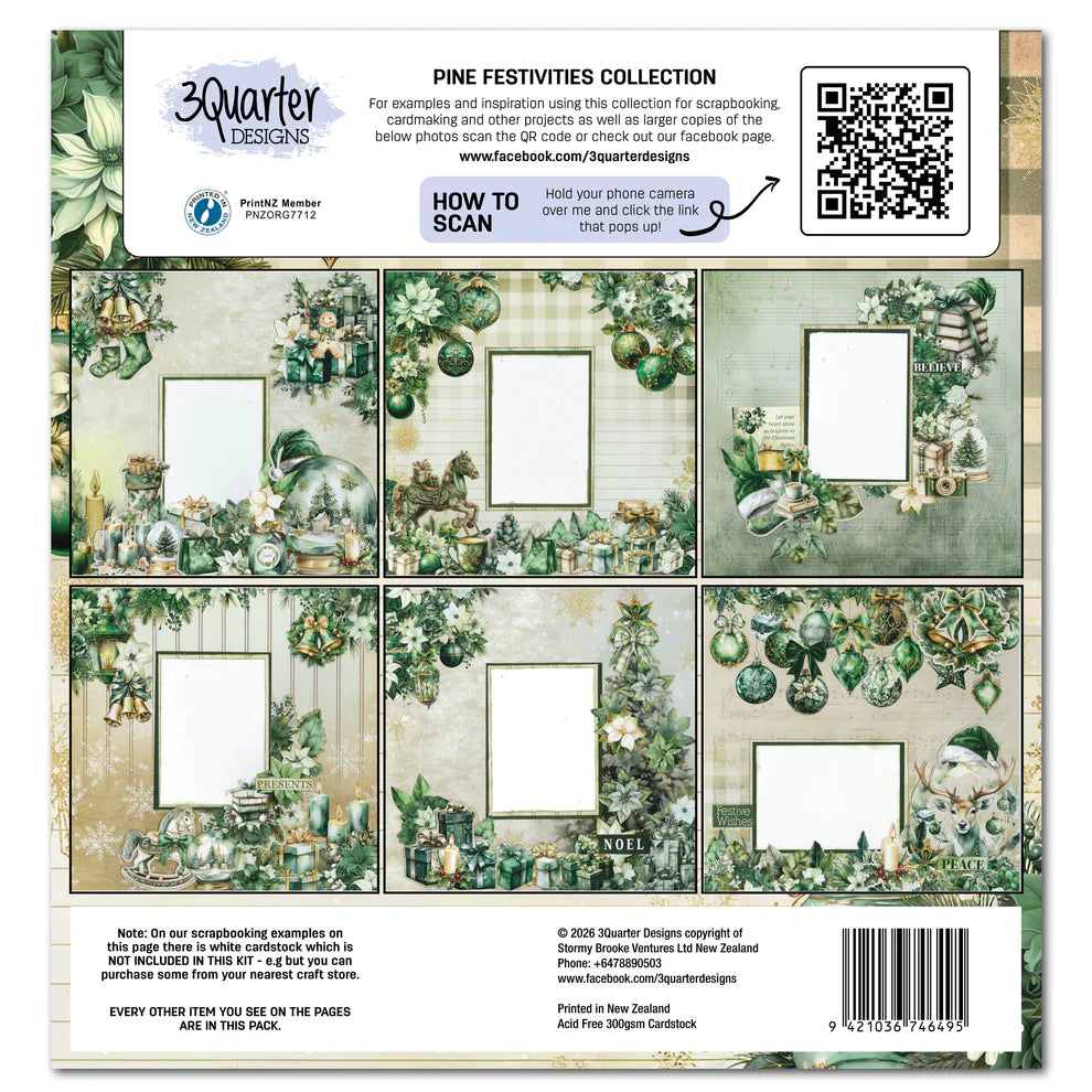 3 Quarter Designs - Pine Festivities Collection Designer Paper & Diecuts Set
