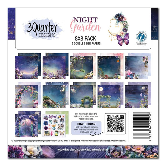 3 Quarter Designs -Night Garden Collection 8x8 Pack