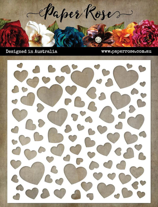 Paper Rose - Scattered Hearts 6'x6' Stencil