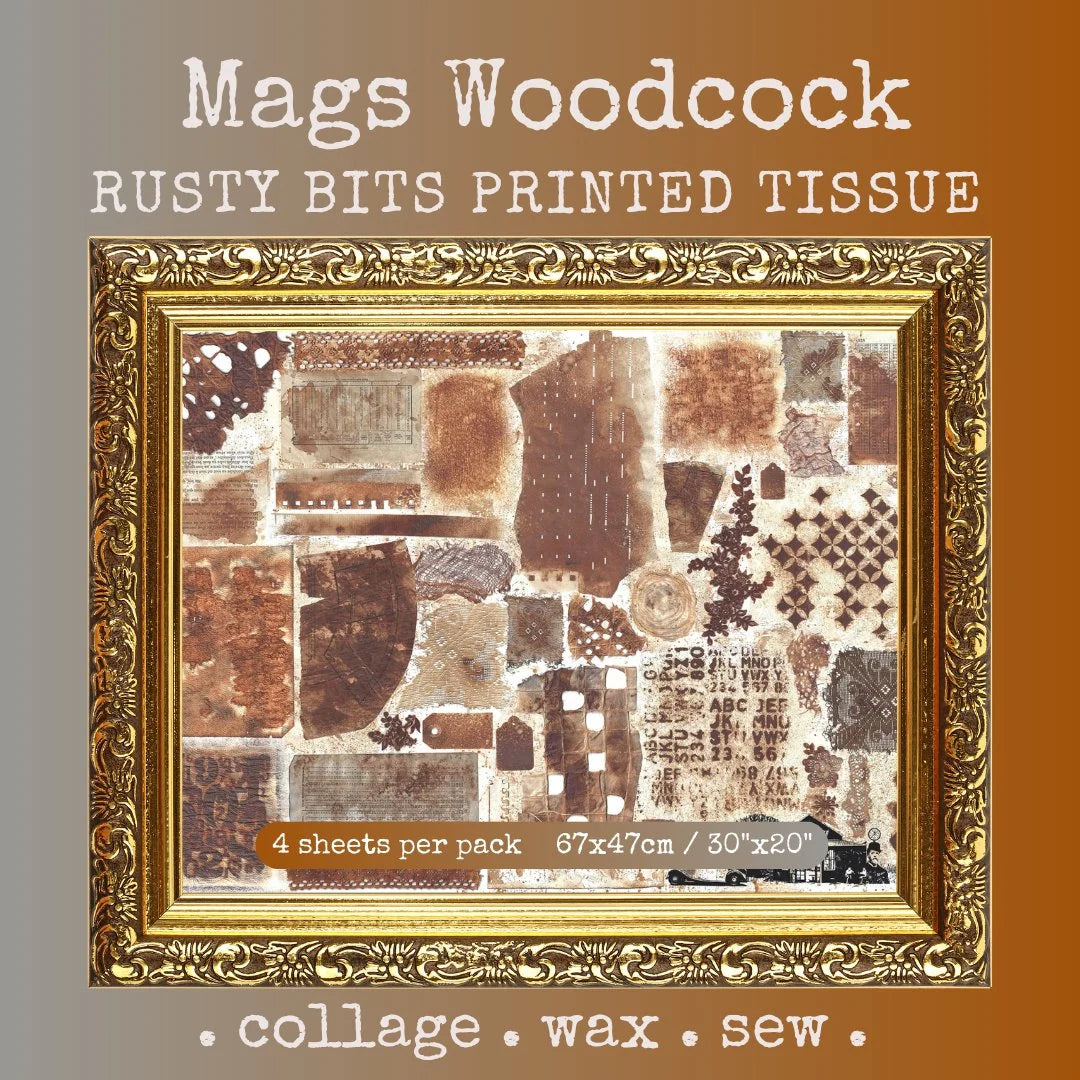 Printed Tissue - Mags Woodcock - Rusty Bits PT17