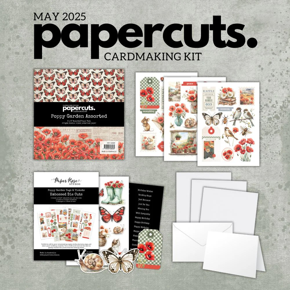 Paper Rose - Papercuts Card Making Kits - May 2025 Poopy Garden