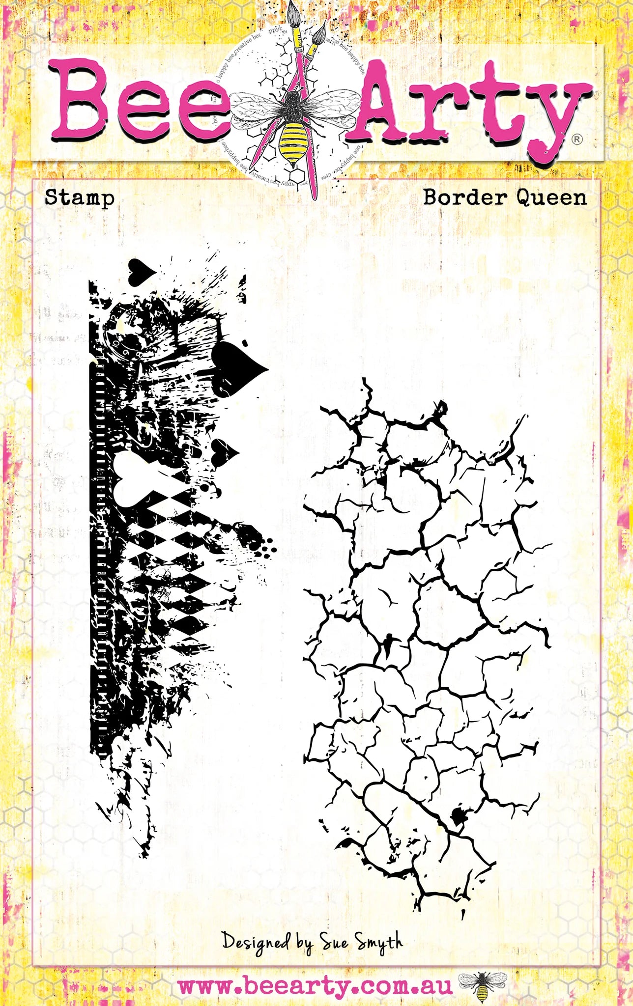 Bee Arty Acrylic Stamps - Queen Of Hearts - Border Queen