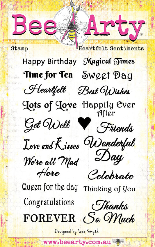 Bee Arty Acrylic Stamps - Queen Of Hearts - Heartfelt Sentiments
